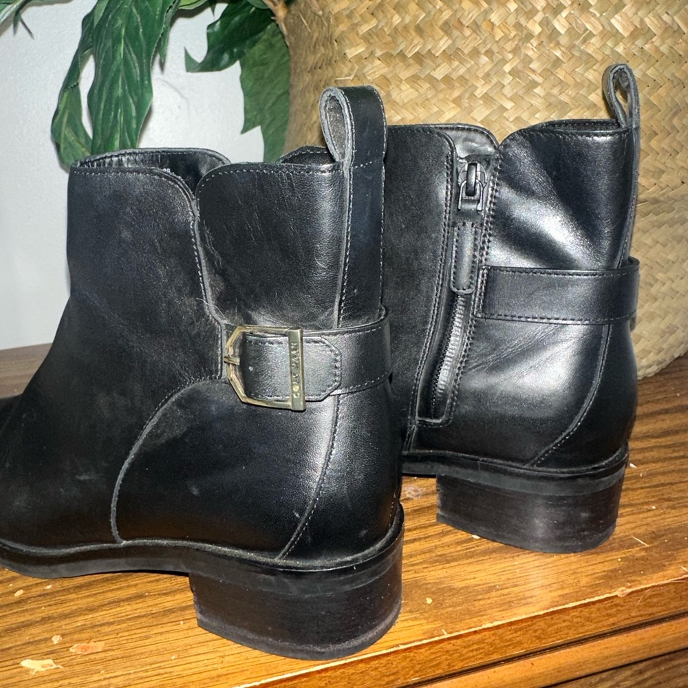 Cole Haan Kimberly Leather Waterproof Ankle Booties with Gold Buckle - Picture 4 of 8